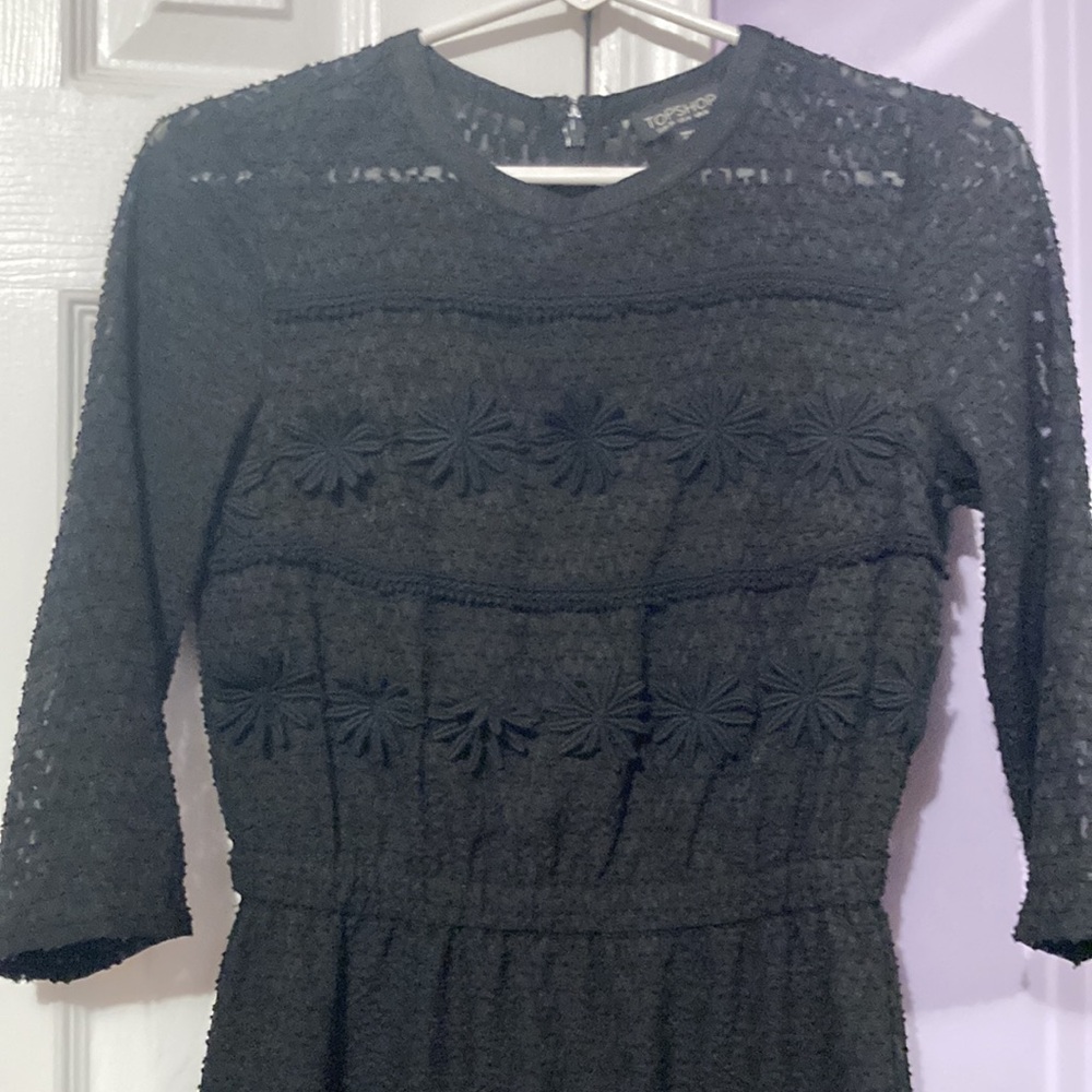 Black 3/4 sleeve dress with flowers